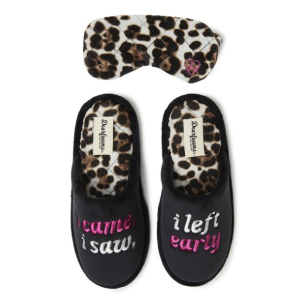 🌼 DEARFOAMS Leopard Slippers & Mask Set M 7/8 NWT - Picture 1 of 3